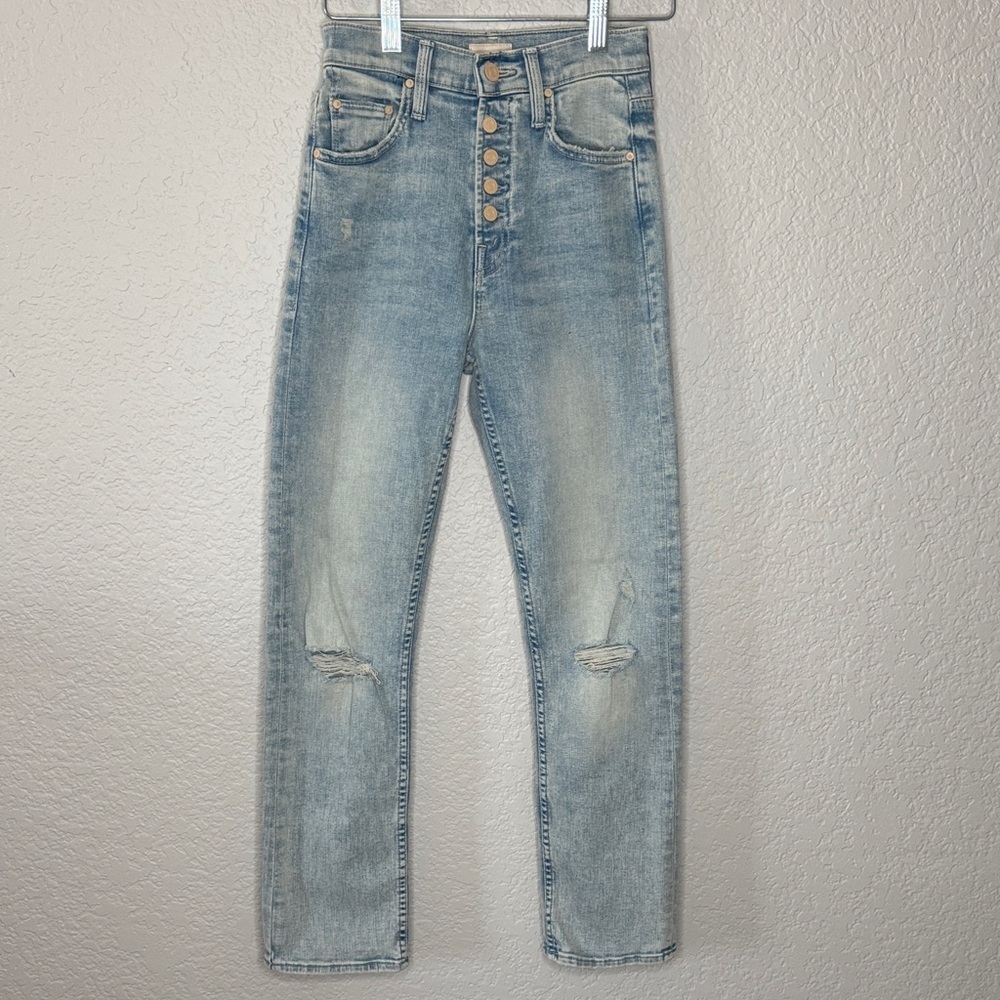 Mother The Pixie Tomcat Ankle Jeans 25 Nature of the Game Distressed Light Wash - Picture 4 of 11